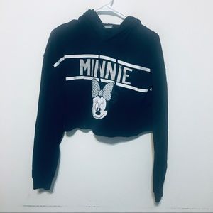 Minnie Mouse Cropped Black Hoodie, M